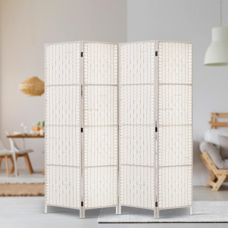 Artiss 4 Panel Room Divider Screen Privacy Timber Foldable Dividers Stand White Payday Deals