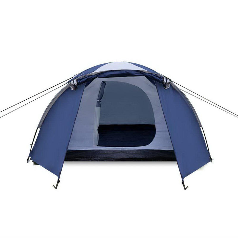 Weisshorn 4 Person Canvas Dome Camping Tent - Navy & White Payday Deals