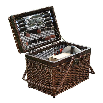 4 Person Picnic Basket Deluxe Baskets Set Outdoor Blanket Deluxe Wicker Gift Payday Deals