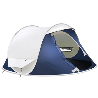 4 Person Pop Up Canvas Camping Tent - Navy & Grey