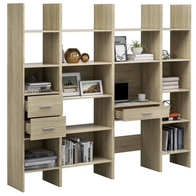 4 Piece Book Cabinet Set Sonoma Oak Engineered Wood Payday Deals