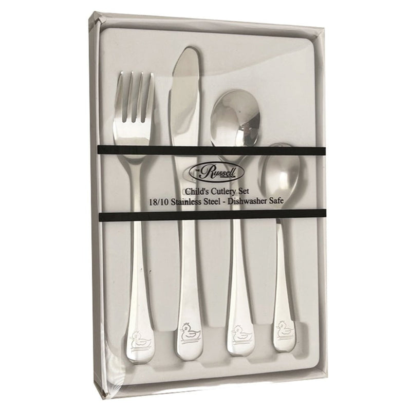 4-Piece Cutlery Set Spoon Fork Knife Teaspoon Duck Handle Kids Tableware Payday Deals