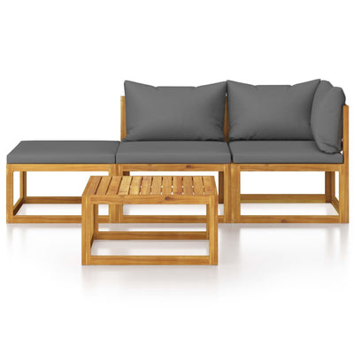 4 Piece Garden Lounge Set with Cushion Solid Acacia Wood Payday Deals