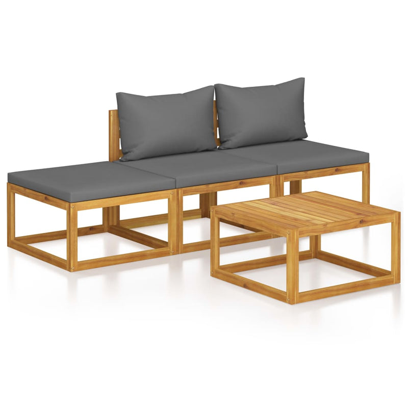 4 Piece Garden Lounge Set with Cushion Solid Acacia Wood Payday Deals
