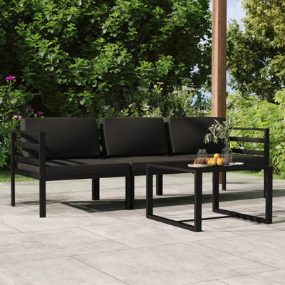4 Piece Garden Lounge Set with Cushions Aluminium Anthracite