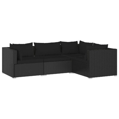 4 Piece Garden Lounge Set with Cushions Poly Rattan Black Payday Deals