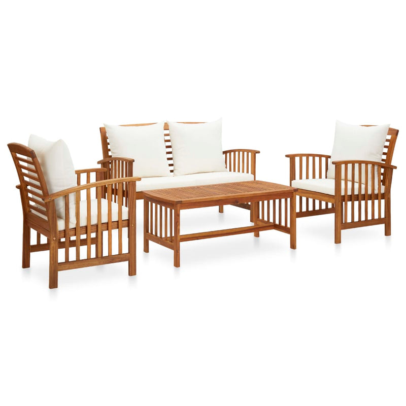 4 Piece Garden Lounge Set with Cushions Solid Acacia Wood Payday Deals
