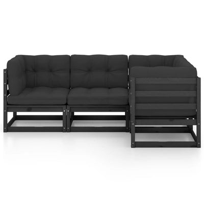 4 Piece Garden Lounge Set with Cushions Solid Pinewood Payday Deals