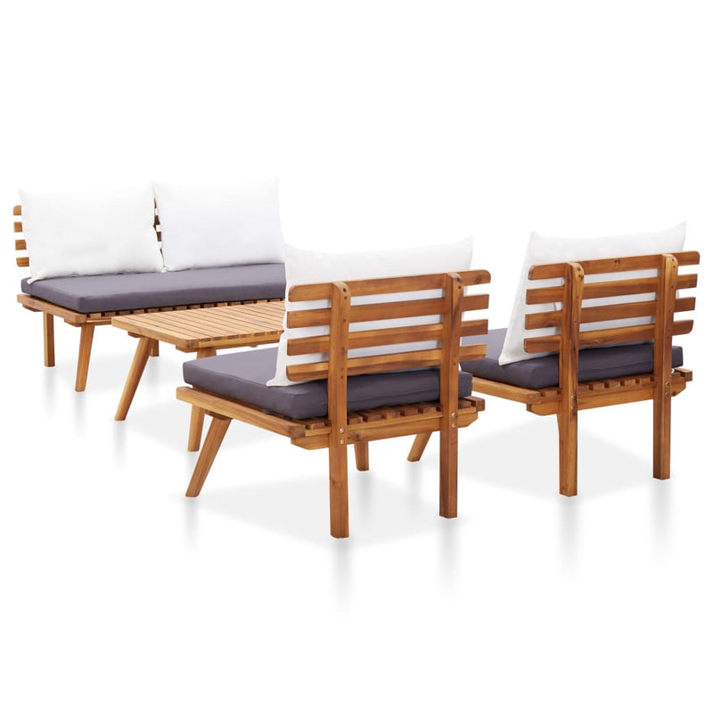 4 Piece Garden Lounge Set with Cushions Solid Wood Acacia Payday Deals
