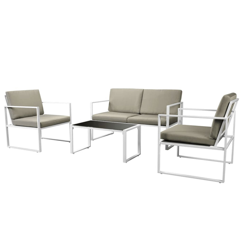4 Piece Garden Lounge Set with Cushions Steel White Payday Deals