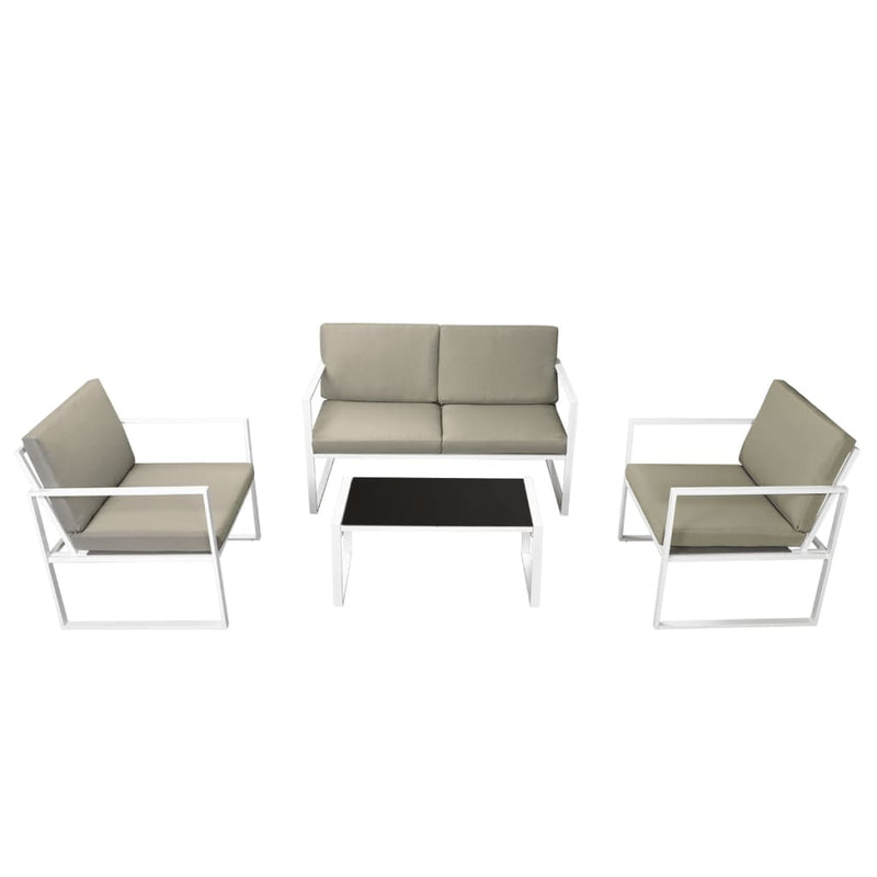 4 Piece Garden Lounge Set with Cushions Steel White Payday Deals