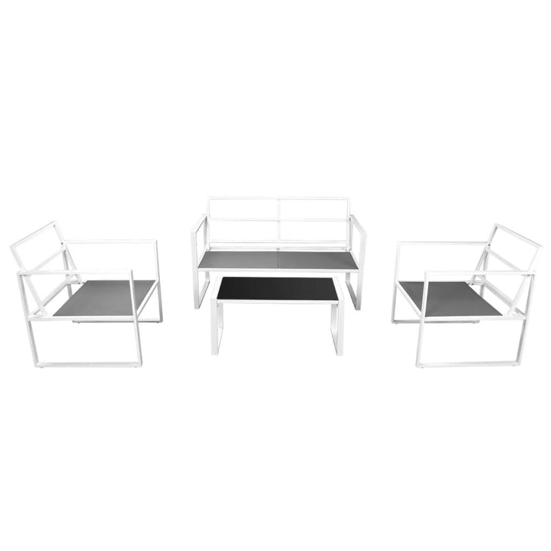 4 Piece Garden Lounge Set with Cushions Steel White Payday Deals