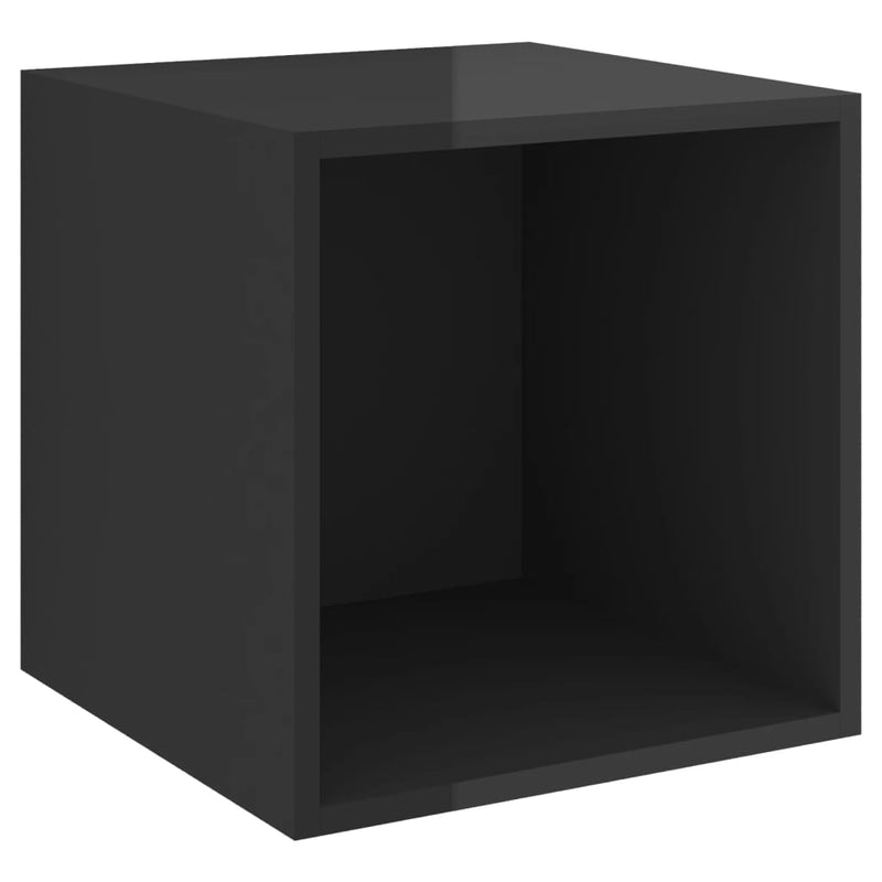 4 Piece TV Cabinet Set High Gloss Black Chipboard Payday Deals