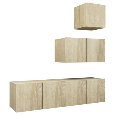 4 Piece TV Cabinet Set Sonoma Oak Engineered Wood Payday Deals