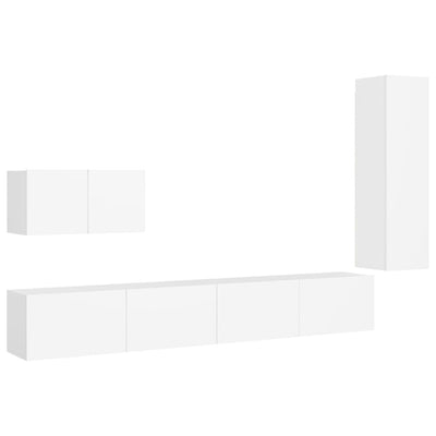 4 Piece TV Cabinet Set White Chipboard Payday Deals