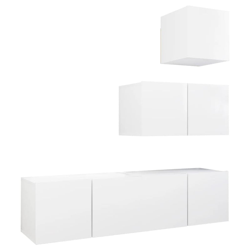 4 Piece TV Cabinet Set White Engineered Wood Payday Deals