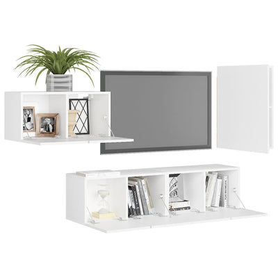 4 Piece TV Cabinet Set White Engineered Wood Payday Deals