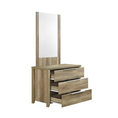 4 Pieces Bedroom Suite Natural Wood Like MDF Structure Double Size Oak Colour Bed, Bedside Table & Dresser Payday Deals