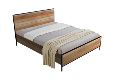 4 Pieces Bedroom Suite with Particle Board Contraction and Metal Legs Queen Size Oak Colour Bed, Bedside Table & Tallboy Payday Deals