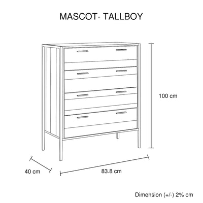 4 Pieces Storage Bedroom Suite with Particle Board Contraction and Metal Legs Queen Size Oak Colour Bed, Bedside Table & Tallboy Payday Deals