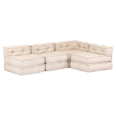 4-Seater Modular Pouffe Beige Fabric Payday Deals