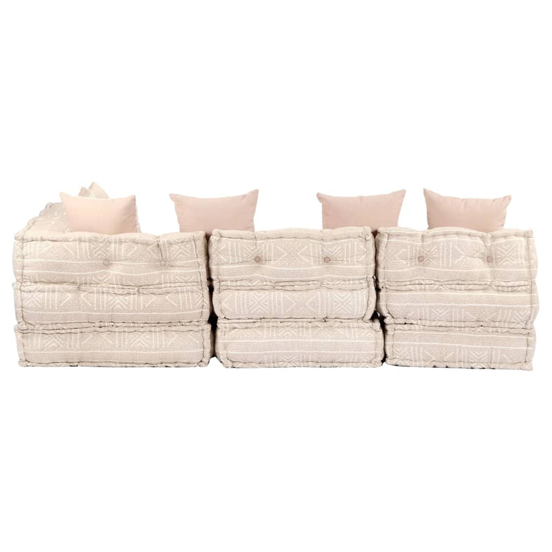 4-Seater Modular Pouffe Beige Fabric Payday Deals