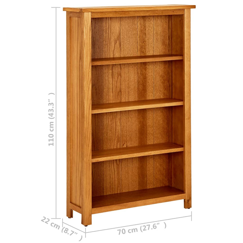 4-Tier Bookcase 70x22x110 cm Solid Oak Wood Payday Deals