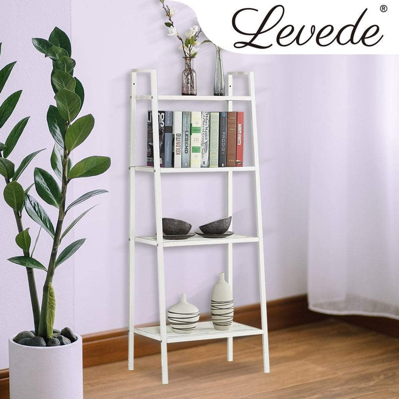 4 Tier Ladder Shelf Unit Bookshelf Bookcase Book Storage Display Rack Stand Payday Deals