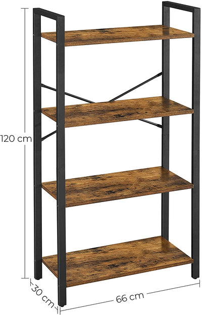 4-Tier  Storage Rack with Steel Frame, 120 cm High, Rustic Brown and Black Payday Deals