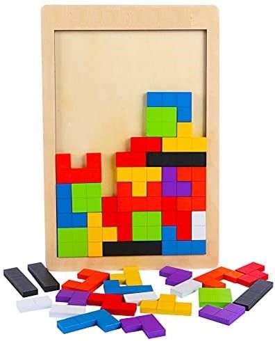 40 Pieces Wooden Blocks Puzzle Brain Teasers for Kids Montessori model Payday Deals