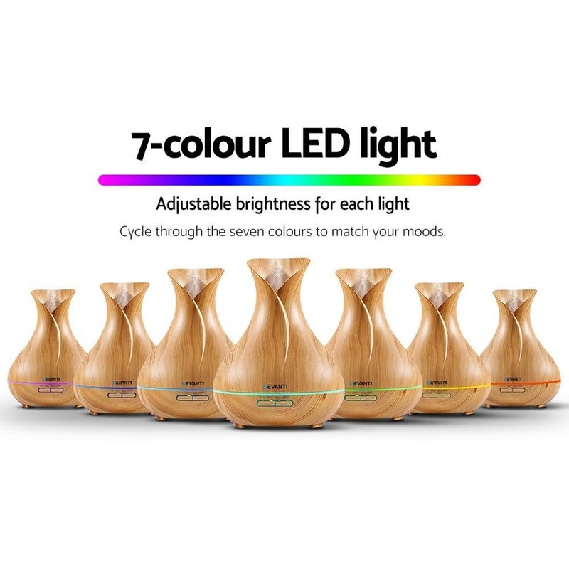 Devanti 400ml 4 in 1 Aroma Diffuser remote control - Light Wood Payday Deals
