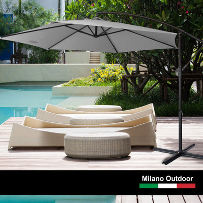 Milano Outdoor - Outdoor 3 Meter Hanging and Folding Umbrella Colour - Grey - Payday Deals