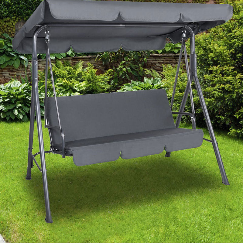 Milano Outdoor Steel Swing Chair - Grey (1 Box) - Payday Deals