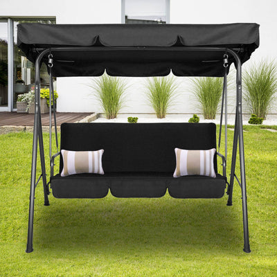 Milano Outdoor Steel Swing Chair - Black (1 Box) - Payday Deals