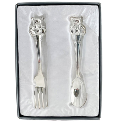 Baby 2-Piece Cutlery Set Spoon Fork Small Bear Design Handle Kids Tableware