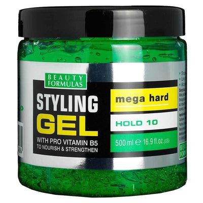 Beauty Formulas Hair Styling Gel With Pro Vitamin B5 Mega Hard 500ml (Green)