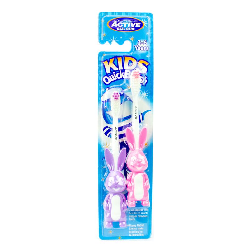 Beauty Formulas Toothbrush Kids Quickbrush 3-6 Years 2 Pack Rabbit Oral Care