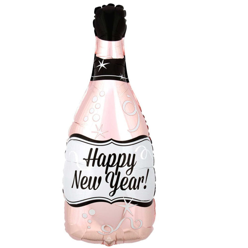 Happy New Year Rose Gold Bubbly Bottle Foil Balloon