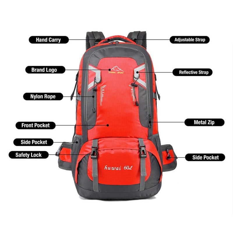 40L Waterproof Outdoor Hiking Backpack Camping Outdoor Trekking Bag(Red) Payday Deals