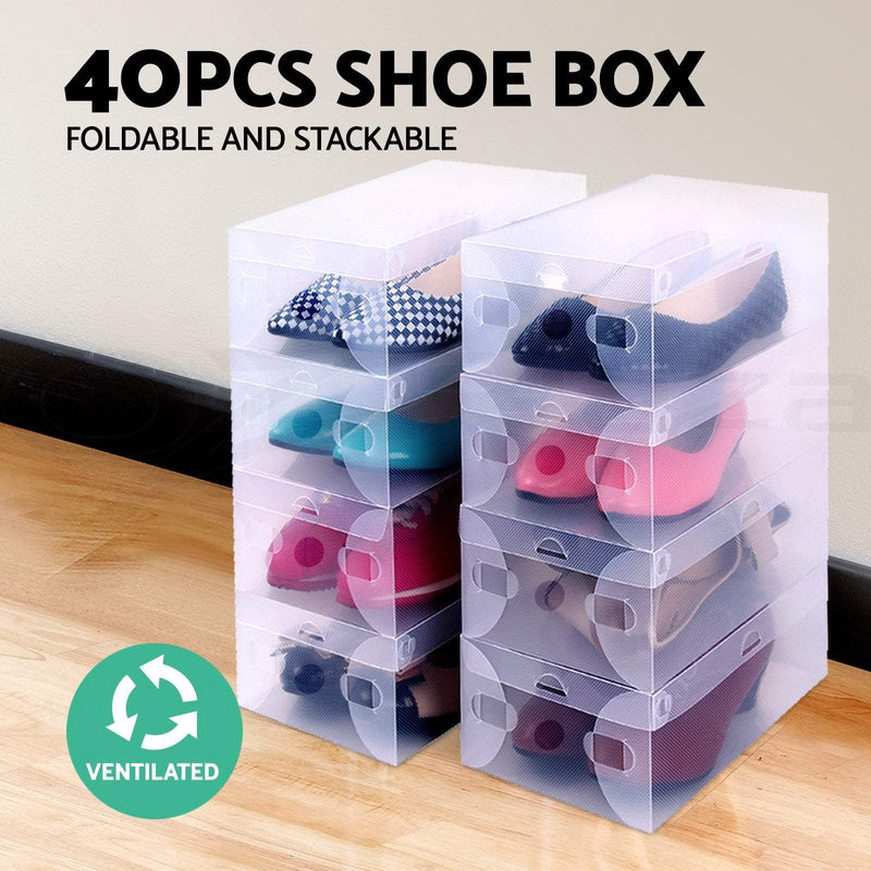 Artiss Set of 40 Clear Shoe Box Transparent Foldable Shoe Storage Stackable Case Payday Deals