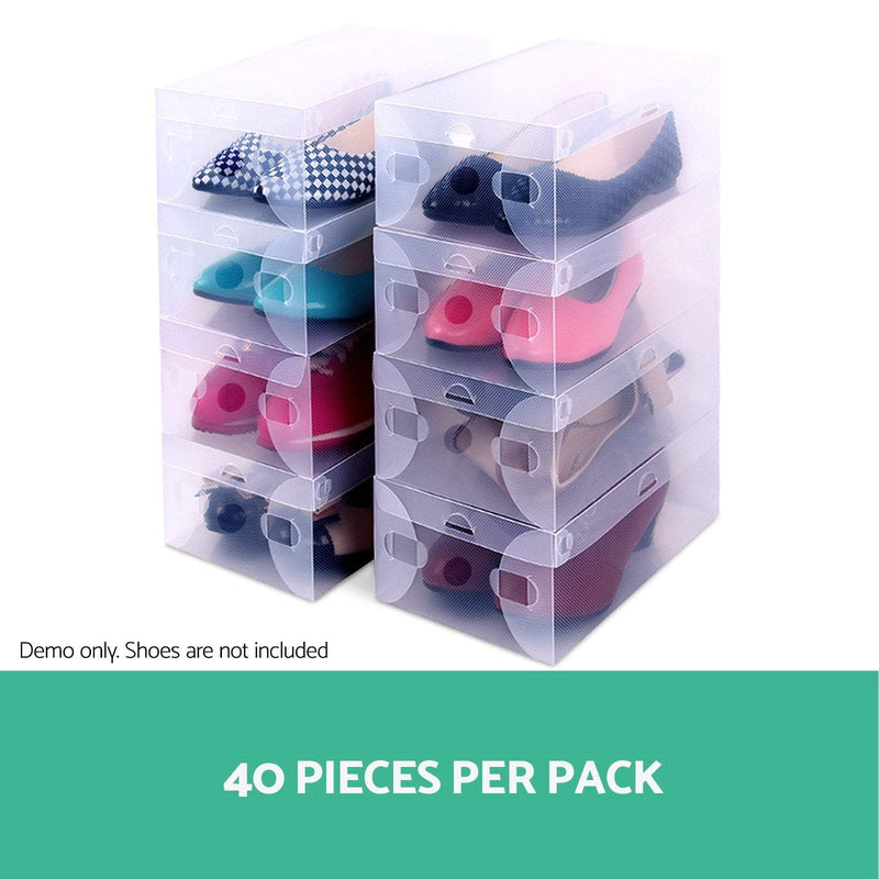 40pcs Clear Shoe Storage Box Transparent Foldable Stackable Boxes Organize Home Payday Deals