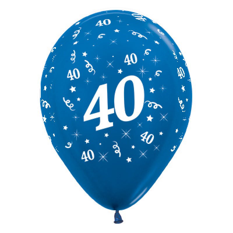 40th Birthday Metallic Blue Latex Balloons 25 Pack Payday Deals
