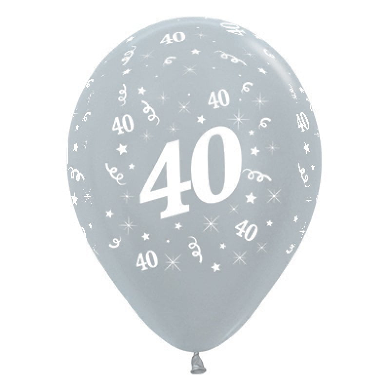 40th Birthday Satin Pearl Silver Latex Balloons 25 pack Payday Deals