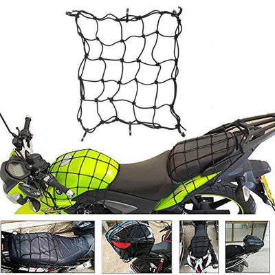 40x40cm Cargo Net Elasticated Bungee Luggage Storage Car Motorcycle Bike 6 Hooks