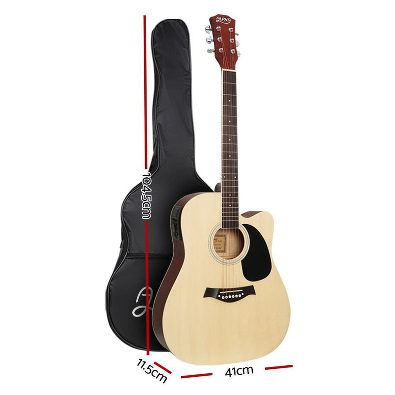 Alpha 41" Inch Electric Acoustic Guitar Wooden Classical EQ With Pickup Bass Natural Payday Deals