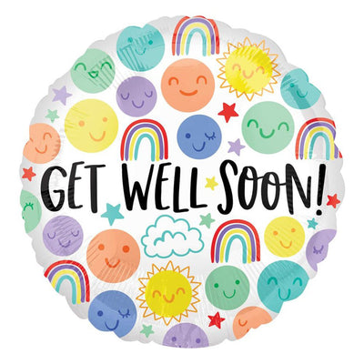 Get Well Soon Happy Round Foil Balloon