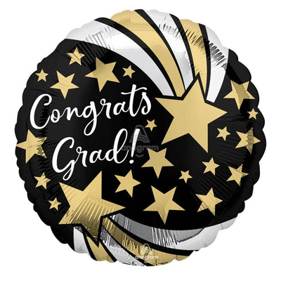 Graduation Congrats Grad Shooting Stars Round Foil Balloon