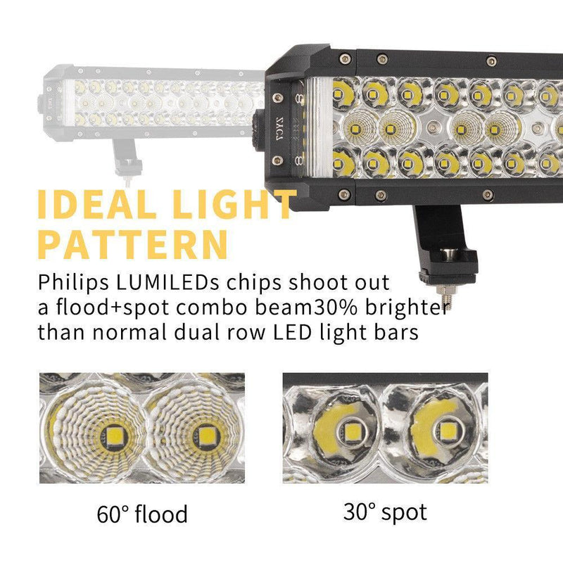 42inch Philips LED Light Bar Triple Row Side Shooter Spot Flood Offroad 4WD
