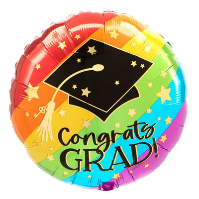 Graduation Congrats GRAD Bold Rainbow Foil Balloon