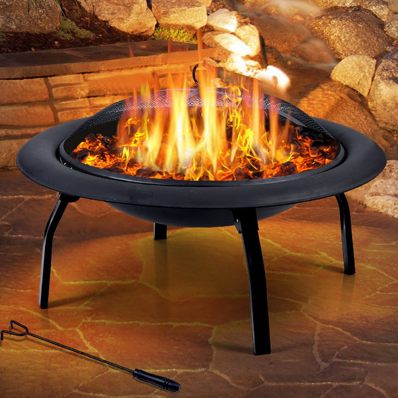 22" Portable Outdoor Fire Pit BBQ Grail Camping Garden Patio Heater Fireplace - Payday Deals